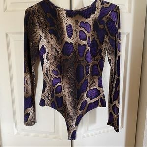 Fashion Nova Purple Snakeskin Bodysuit